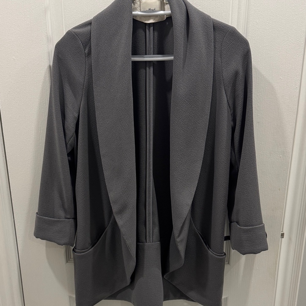 Wilfred Charcoal Open Front Blazer